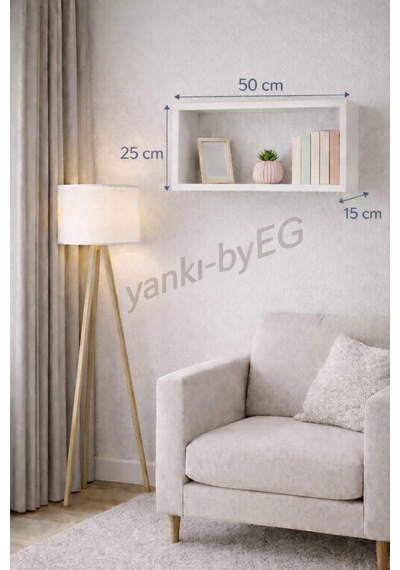 50 15 Cm 2li Mat Beyaz Lake Mdf Gizli Bağlantı Duvar Rafı Beyaz