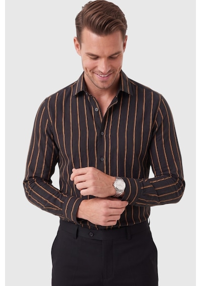 Deepsea Erkek %100 Pamuk Slim Fit Dar Kesim Keten Dokulu Çizgili Uzun Kollu Siyah Gömlek 2600034 Deepsea Erkek %100 Pamuk Slim Fit Dar Kesim Keten Dokulu Çizgili Uzun Kollu Siyah Gömlek 2600034