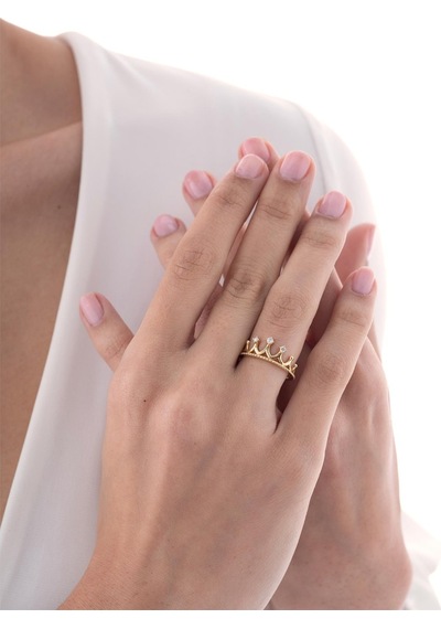 0,10 Karat Kral Tacı Pırlanta Yüzük-652