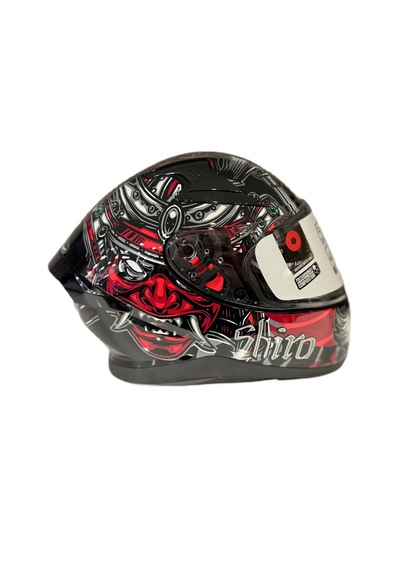 Shiro Katana Sv Samurai Kapalı Kask Kırmızı - Siyah
