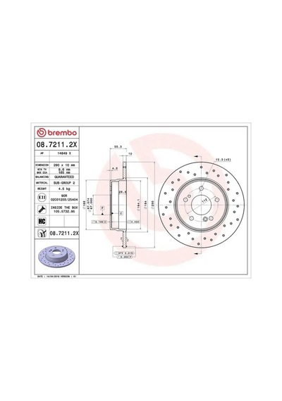 Brembo 0872112x Arka Fren Diski A1244231112 A2034230412 A2104230312 - 2 Adettir