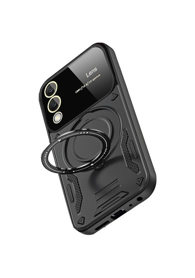 Samsung Galaxy Uyumlu , S25 Edge Kılıf Joy Lens Standlı Kapak - Siyah