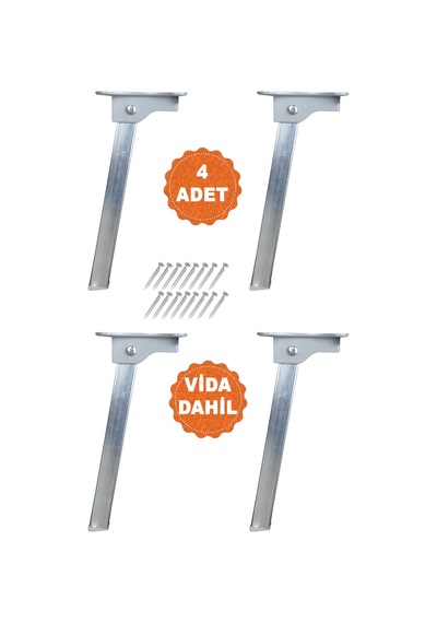 İyimi Profil Yer Sofrası Mobilya Katlanır Laptop Sehpa Ayağı Set 20 Cm 4'lü Gümüş