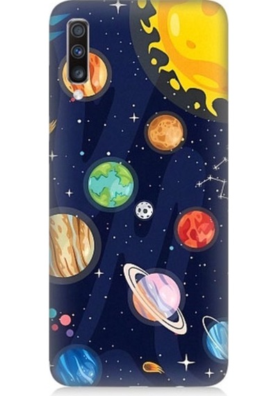 Samsung Galaxy A70 Uyumlu Gezegenler Ve Yıldız Haritası Desenli Silikon Kılıf
