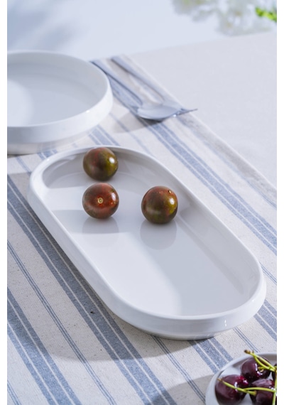 Acar Rumi Oval Tabak - 32 Cm Beyaz