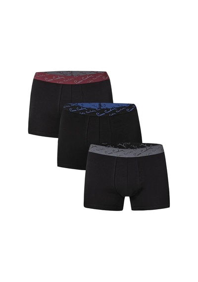 Pierre Cardin 390 Erkek Lastiği Renkli 3'lü Boxer-siyah Siyah