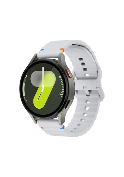 Samsung Galaxy Watch 7 40 Mm / 44 Mm/fe 40 Mm İle Uyumlu Dalgalı Dikiş Detaylı Silikon Saat Kordonu Gri 44 Mm