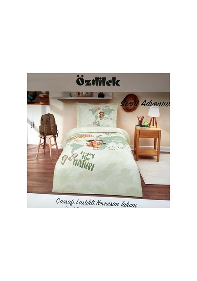 Ranforce -scout Adventure Yeşil- Lastikli Çarşaflı Tek Kişilik Çocuk Nevresim Takımı