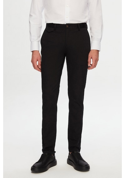 Twn Slim Fit Siyah Armürlü Chino Pantolon 6ecc3s208232m 001