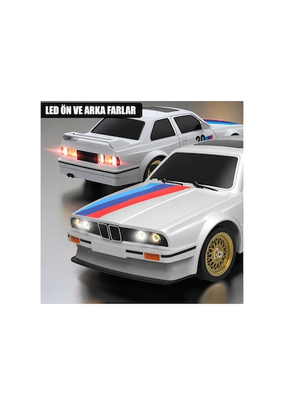 Uzaktan Kumandalı Bmw E30 Rc Drift Arabası 1:16 Ölçek 4x4 Şarjlı Işıklı Model Araba 30+ Km/h Kırmızı