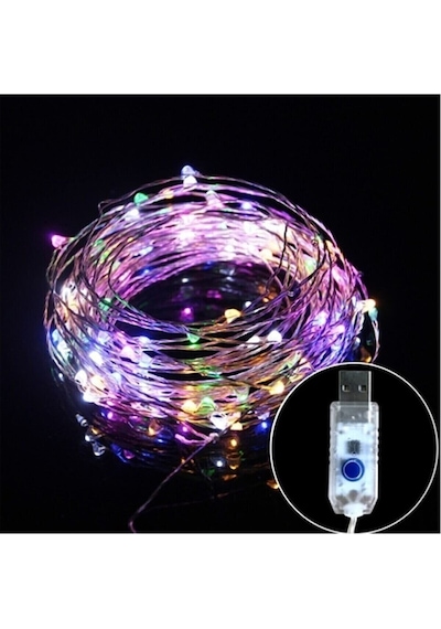 8 Modlu Usb'li Kumandalı Peri Led 5 Metre Beyaz - Renkli
