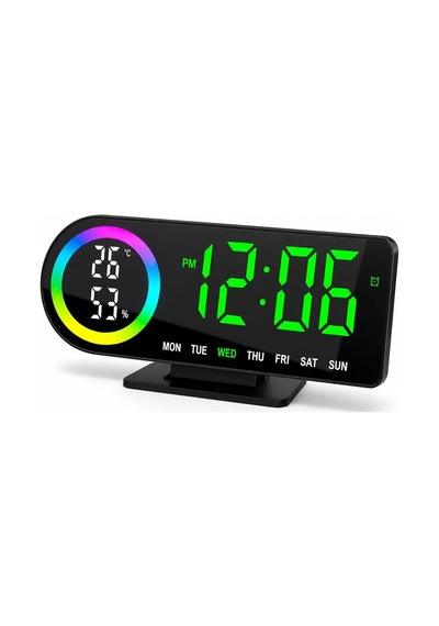 Akıllı Dijital Neon Led Li Başucu Saati - Masa Saati - Neon Renkli, Modern Ve Fonksiyonel Alarm - Erteleme -nem Gö