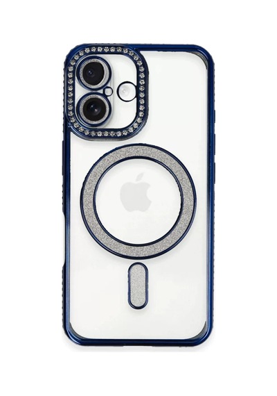 Newface Apple İphone 16 Plus Kılıf Joke Simli Magneticsafe Kılıf - Lacivert
