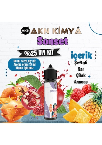 Sonset Yoğun Dıy Kit Şeftali Çilek Ananas Gıda Aroması %25 Oranda Aroma İçerir Hazır Değildir 60 Ml