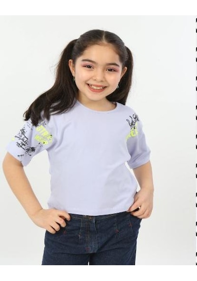 Toontoy Kids Toontoy Kız Çocuk Street Baskılı Tişört Mavi