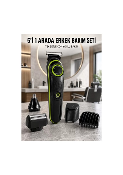 5'ı 1 Arada Erkek Bakım Seti Çok Başlıklı Sakal Vücut Burun Kulak Tıraş Makinesi Standart