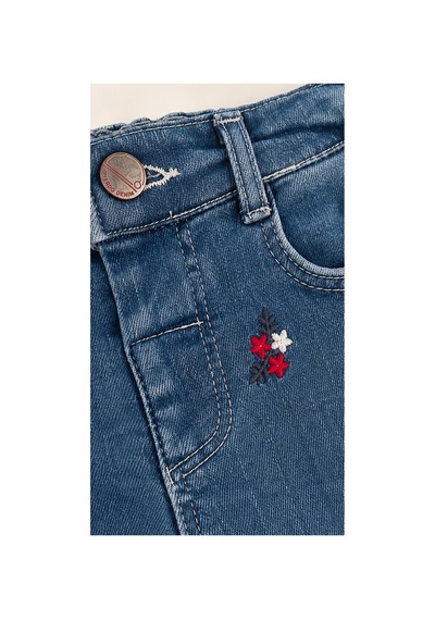 Overdo Kids Kız Çocuk Düz Paça Nakışlı Kot Pantolon Açık Mavi