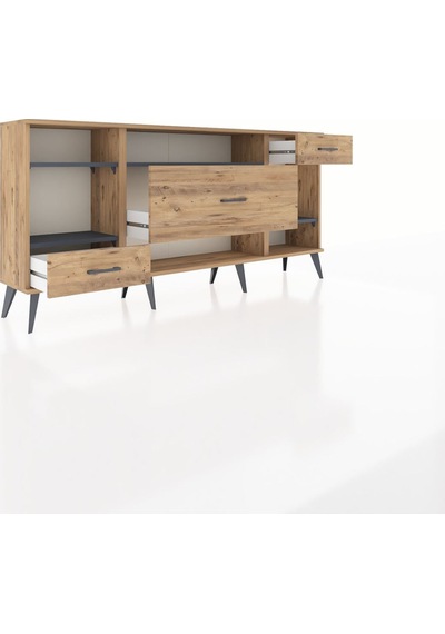 Arges Konsol 4 Raflı 3 Çekmeceli 176x30x83 Çam-antrasit/çam Antrasit/çam Arges Konsol 4 Raflı 3 Çekmeceli 176x30x83 Çam-antrasit/çam Antrasit/çam