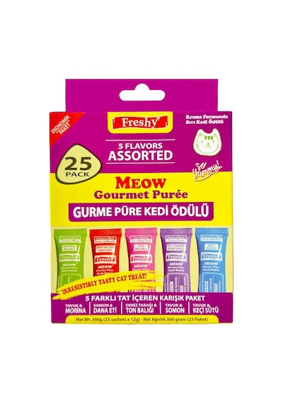 Freshy Meow 5 Farklı Lezzette Krema Kedi Ödülü 25 Adet