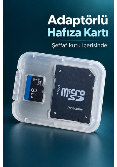 Adaptörlü 16 Gb Hafıza Kartı Şeffaf Kutu İçinde