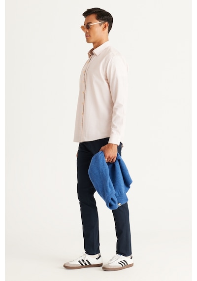 AC&Co / Altınyıldız Classics Erkek Beyaz Turuncu Slim Fit Dar Kesim Gizli Düğmeli Yaka Pamuklu Çizgili Gömlek Beyaz - Turuncu AC&Co / Altınyıldız Classics Erkek Beyaz Turuncu Slim Fit Dar Kesim Gizli Düğmeli Yaka Pamuklu Çizgili Gömlek Beyaz - Turuncu