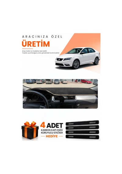 Seat Toledo 2013-2017 Uyumlu Torpido Koruma Örtüsü Oto Kılıfı - Siyah Bej