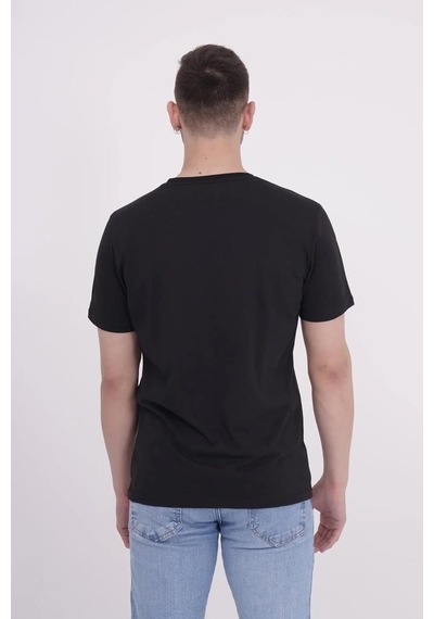 The Socks Company 23scts228u Palmiye Nakışlı Bisiklet Yaka Siyah Tshirt 001