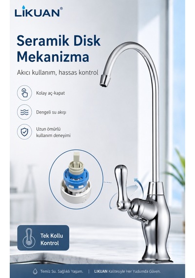 Ncp9053cp Nsf Uyumlu Krom Ro Su Arıtma Musluğu 12 Kavisli Premium Musluk Gümüş