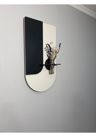 Lavanta Ahşap Pilli Ledli İskandinav Tarzı Salon Duvar Rafı Modern Çiçeklik 40 X 75 Cm Paris Grisi - Antrasit