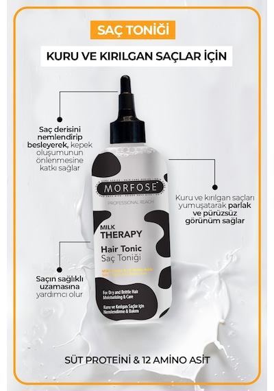 Morfose Milk Therapy Niacinamide Ve Ceramide İçeren Nemlendirici Saç Bakım Toniği 300 ML