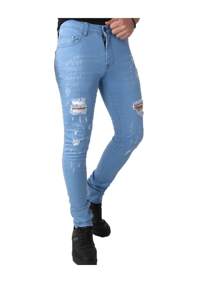 Erkek Açık Mavi Denim Spor Pantolon Açık Mavi