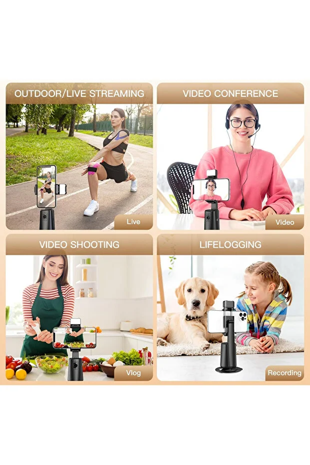 Gimbal Yüz Takip Telefon Sabitleyici 360 Video Canlı Yayın Akıllı Tripod Direk Bağlantı