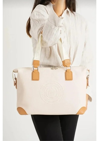Just Polo Kadın Yeni Sezon Büyük Boy Lüks El Ve Omuz Çantası Shoulder Bag Ebat: 33 X 40 Cm Krem - Taba