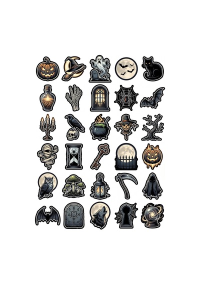 Cadılar Bayramı Gotik Sticker Seti 150 Adet - 5'li Mega Paket No08 - Laptop Defter Ajanda Çok Renkli