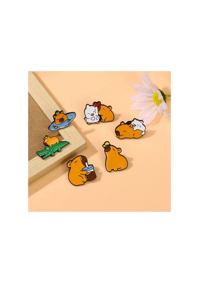 Capybara Kadın Broş Çocuk Broş, İğneli Broş, Klipsli Broş Yaka Broşu, Çeket Yaka İğnesi, Mineli B181
