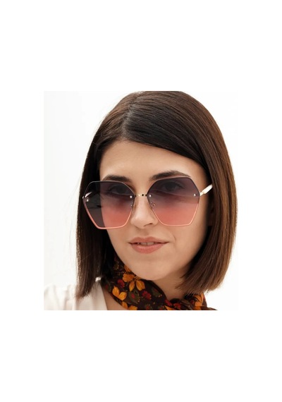 Sylvie Gri Pembe Kristal Kadın Güneş Gözlüğü Çerçevesiz
