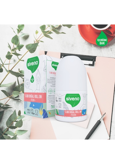 Siveno %100 Doğal Roll On Teen Girl Genç Kız Deodorant Ter Kokusu Önleyici Bitkisel Leke Bırakmayan Vegan 50 ML