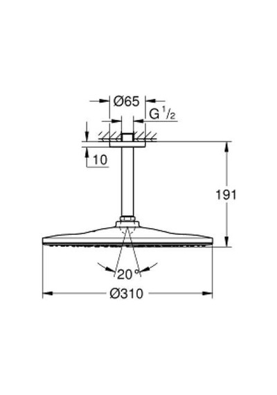 Grohe Rainshower Mono 310 Tepe Duşu Seti 142 Mm, Tek Akışlı - 22122kf0 Siyah