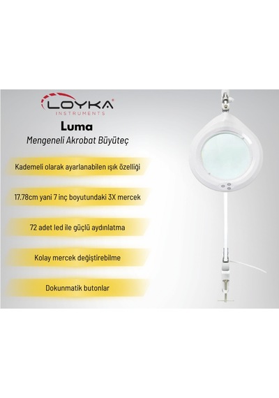 Geniş Mercekli Luma Masaya Bağlanabilir Büyüteç Ayarlanabilir Led Işığı