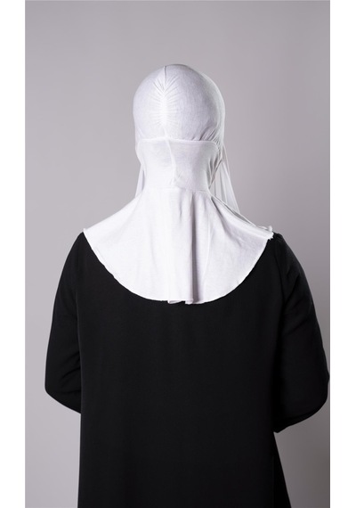 Hürrem Bone Beyaz Pratik Hazır Geçmeli Şal Şifon Kumaş Hijab Bone 3009 42