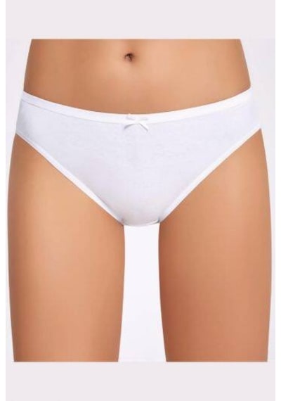 Fiyonklu Beyaz Kadın Bikini Külot Beyaz