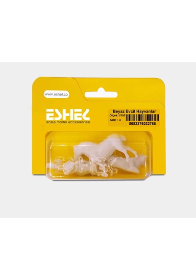 Eshel Maket Beyaz Evcil Hayvanlar--1/100--3 Lü