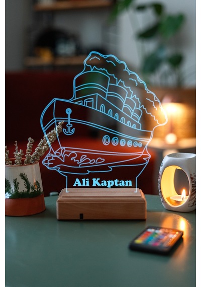 Kişiye Özel Hediye 3D Buhar Çıkaran Gemi Masaüstü Led Lamba