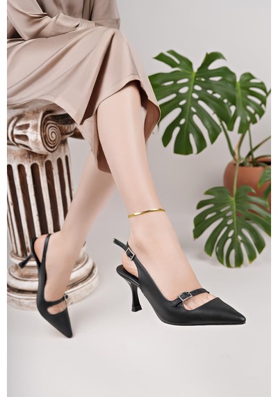 Nesilshoes Nesil Shoes Özma 447 Siyah Topuklu Kadın Sandalet
