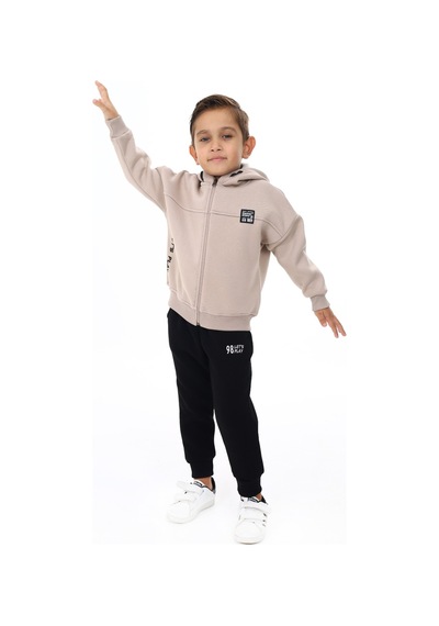 Toontoy Kids Toontoy Erkek Çocuk Nakışlı Eşofman Takım Bej