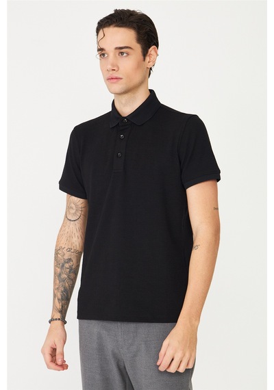 Siyah Polo Yaka T-shirt Siyah