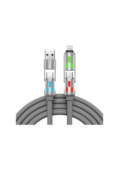 Mercansa Buffer 4'ü 1arada Hızlı Şarj Etme Özellikli Bir Ucu Type-c Ve Usb-a Diğer Ucu Type-c Ve Lightning Uçlu 240w Şarj Kablosu