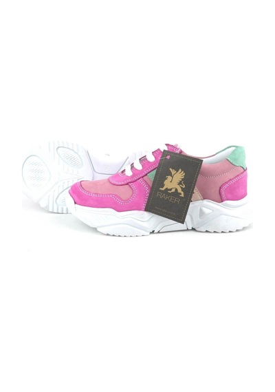 Hakiki Deri Fuşya Pembe Kız Çocuk Sneakers Ayakkabı Pembe