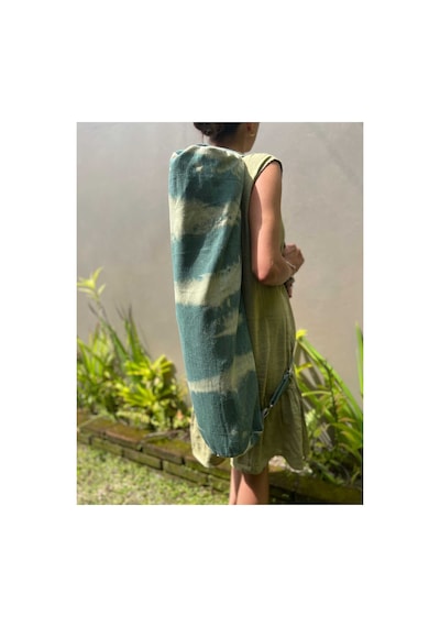 Yoga Matı Taşıma Çantası Ham Keten Batik Çanta Doğal