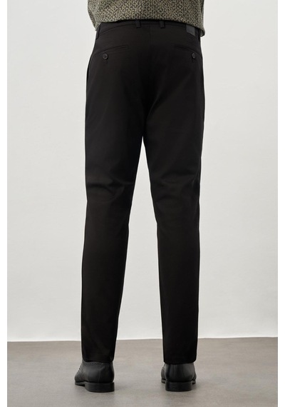 İmza Siyah Düz Armürlü Pamuklu Yan Cep Comfort Fit Casual Pantolon 1003245169 Siyah